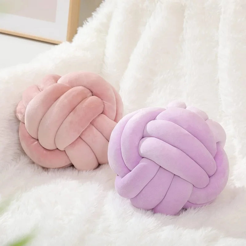 BULLE — Coussins boule noués en velours, coloris Rose et Lilas
