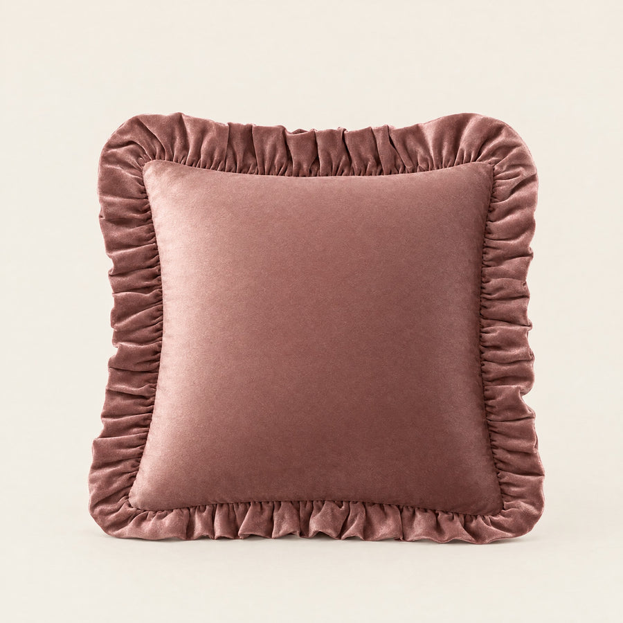 RUCHE — Housse de coussin en velours à volants