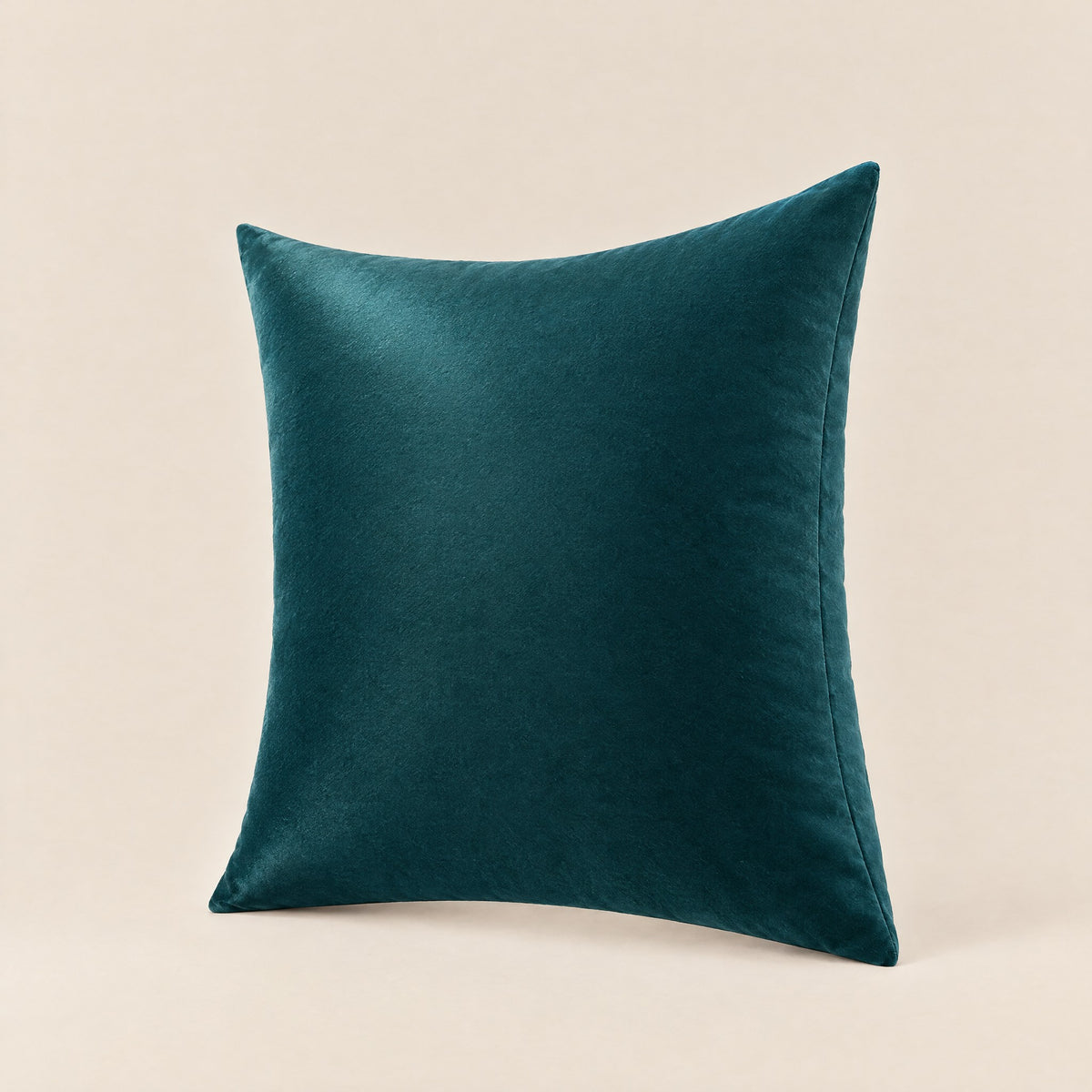 Housse de coussin en velours uni ÉMERAUDE, coloris bleu canard, 45x45 cm