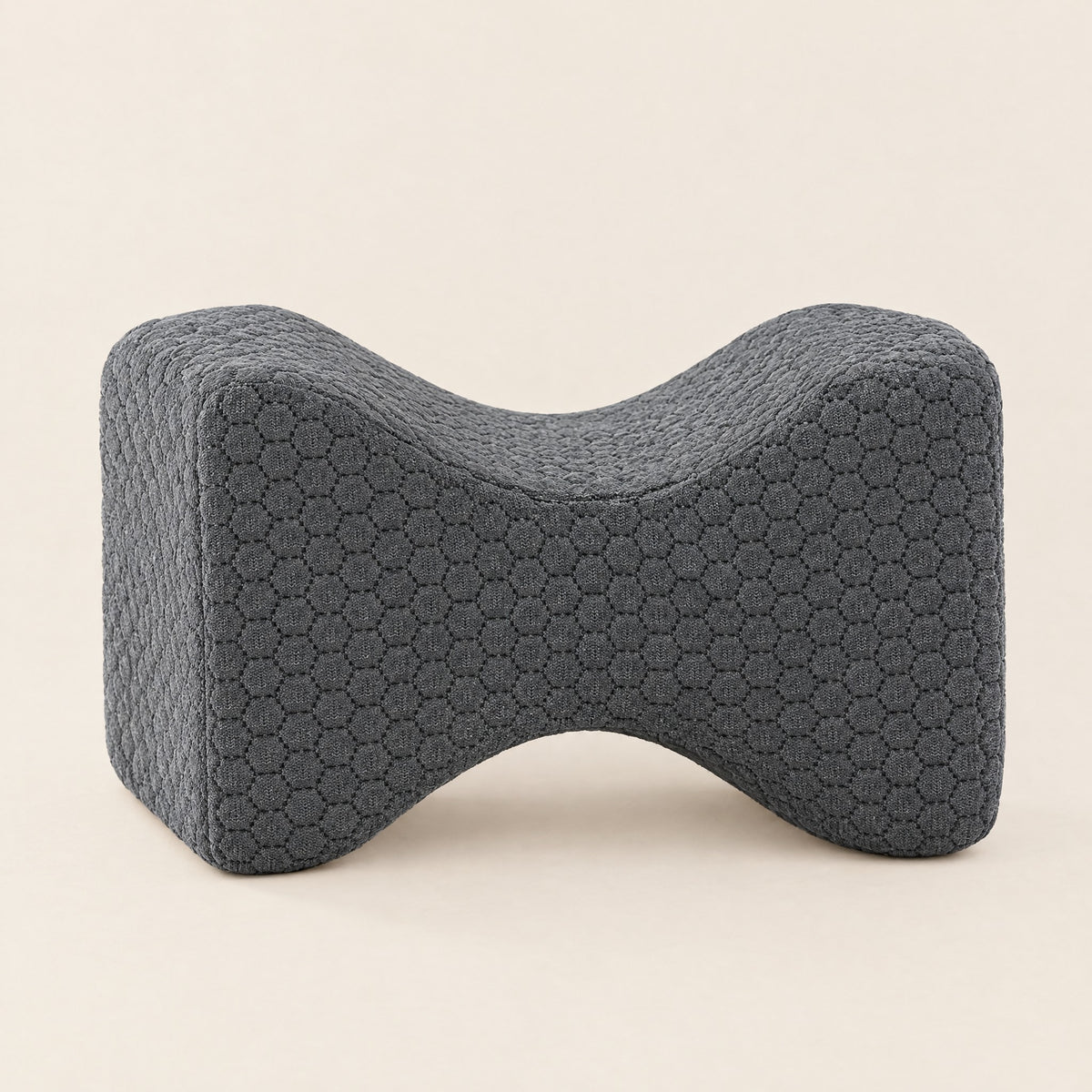 Coussin de jambes GENOU gris foncé sans sangle, profil ergonomique en sablier