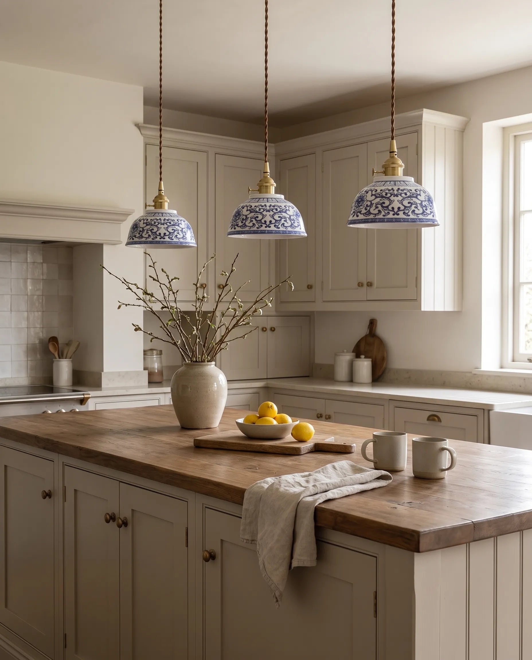 Pivoine, suspension en céramique, installée dans un intérieur épuré | Maison Beaurel