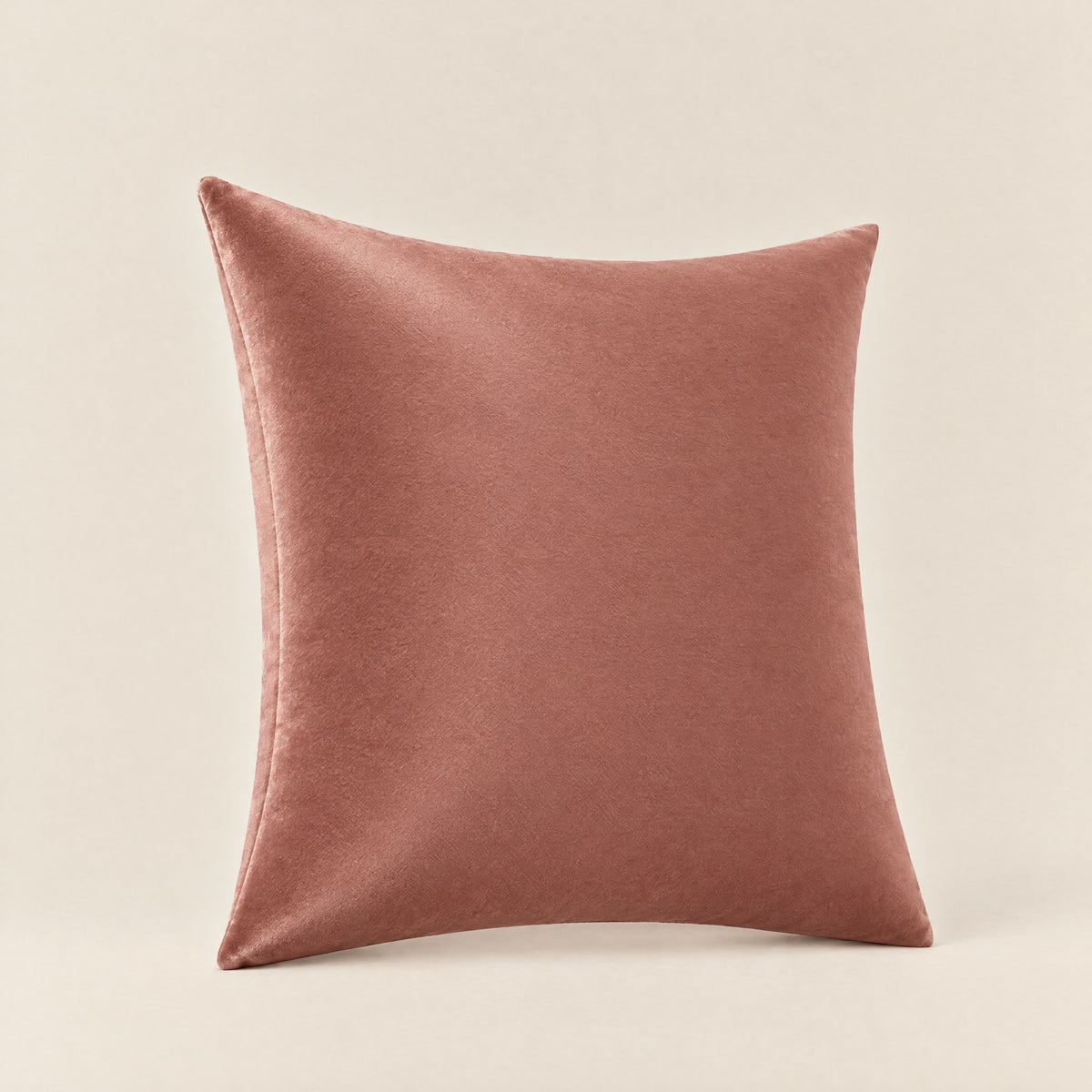 Housse de coussin en velours uni ÉMERAUDE, coloris vieux rose, 45x45 cm