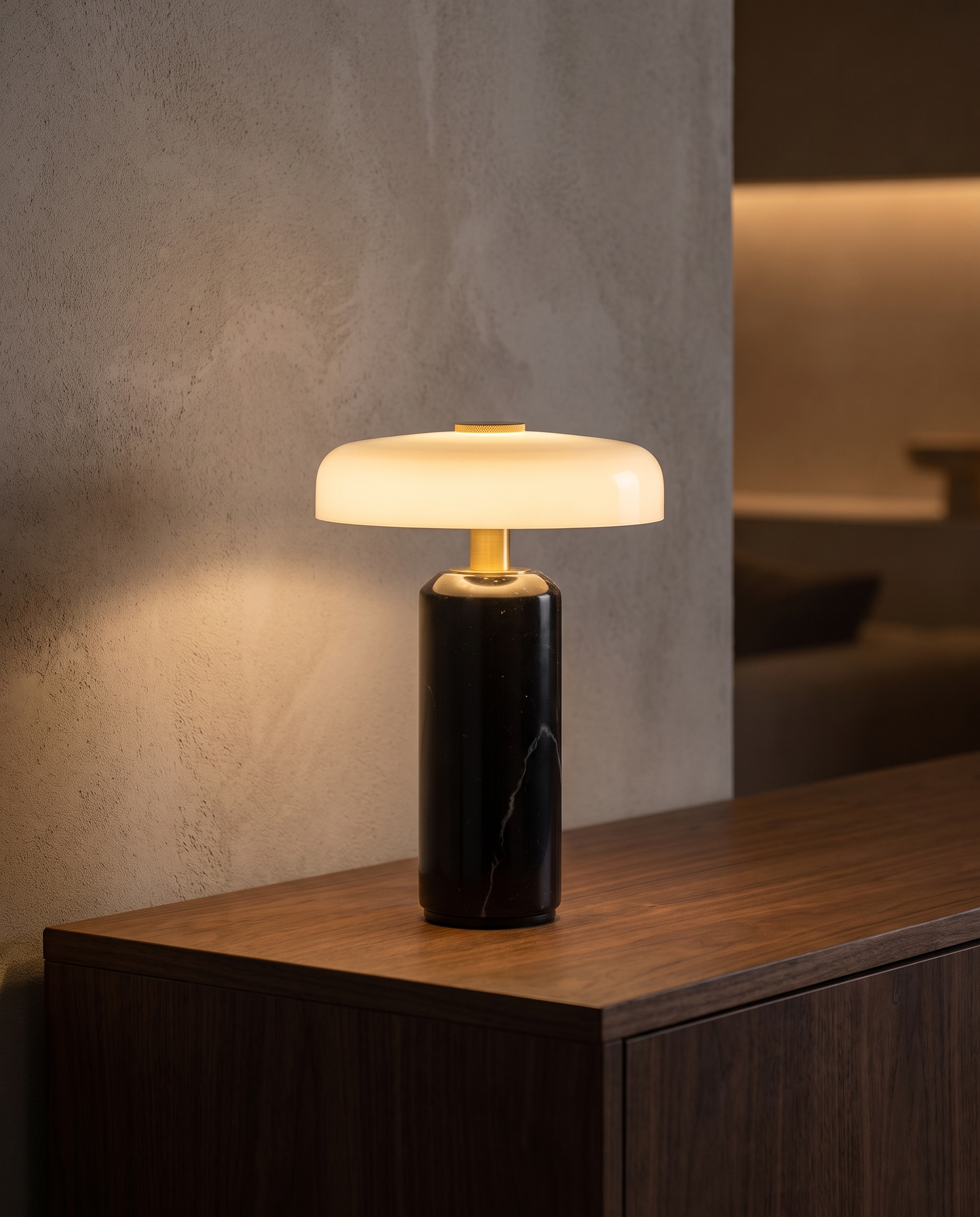 SÉLÈNE — Lampe à poser en marbre & verre opalin