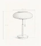 Schéma technique et dimensions — Atelier, lampe à poser en verre opalin et laiton | Maison Beaurel