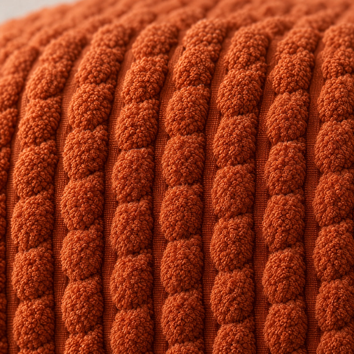 PATCHWORK — gros plan sur le relief du velours, coloris Terracotta