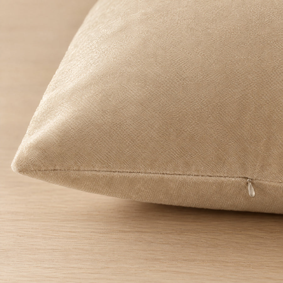 Fermeture éclair invisible de la housse de coussin en velours ÉMERAUDE beige