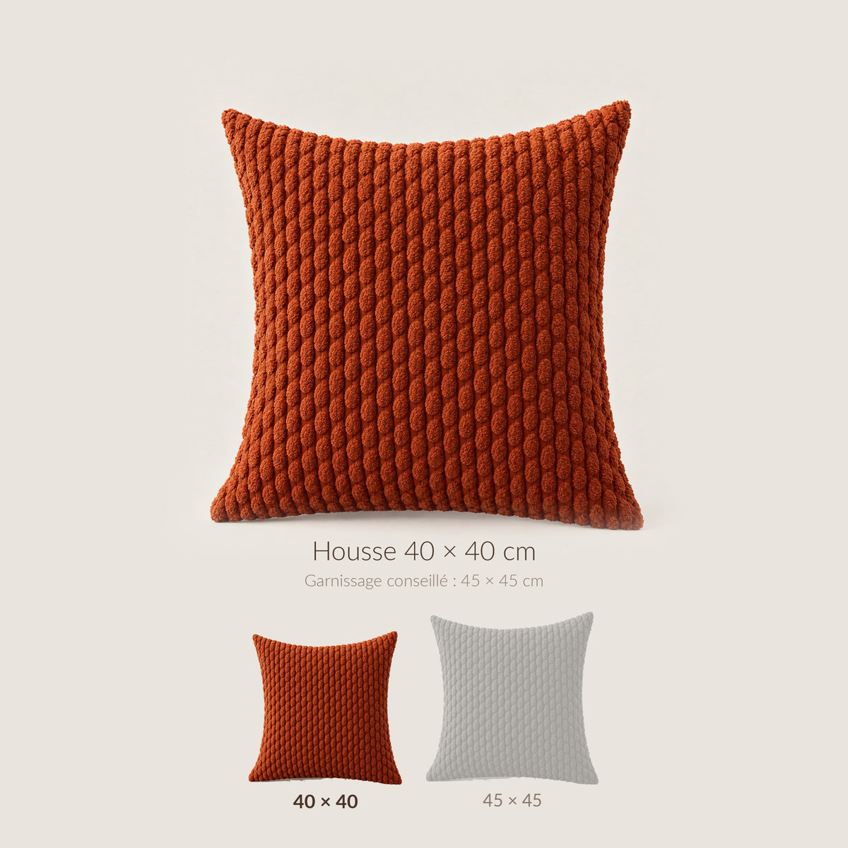 PATCHWORK — dimensions : housse 40 × 40 cm, garnissage conseillé 45 × 45 cm