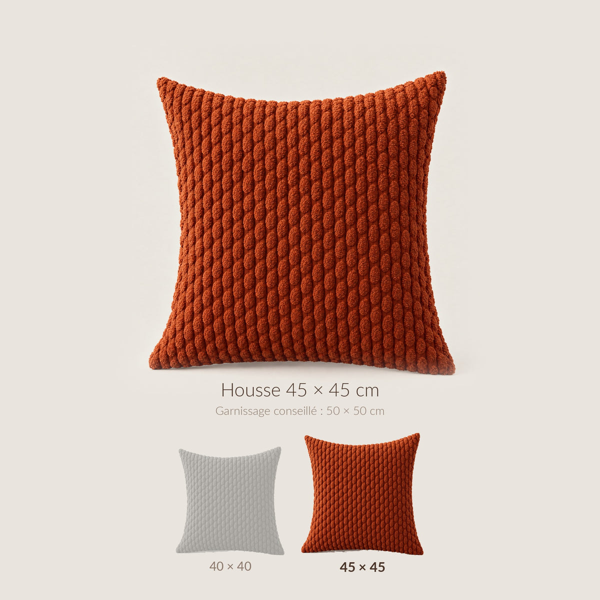 PATCHWORK — dimensions : housse 45 × 45 cm, garnissage conseillé 50 × 50 cm