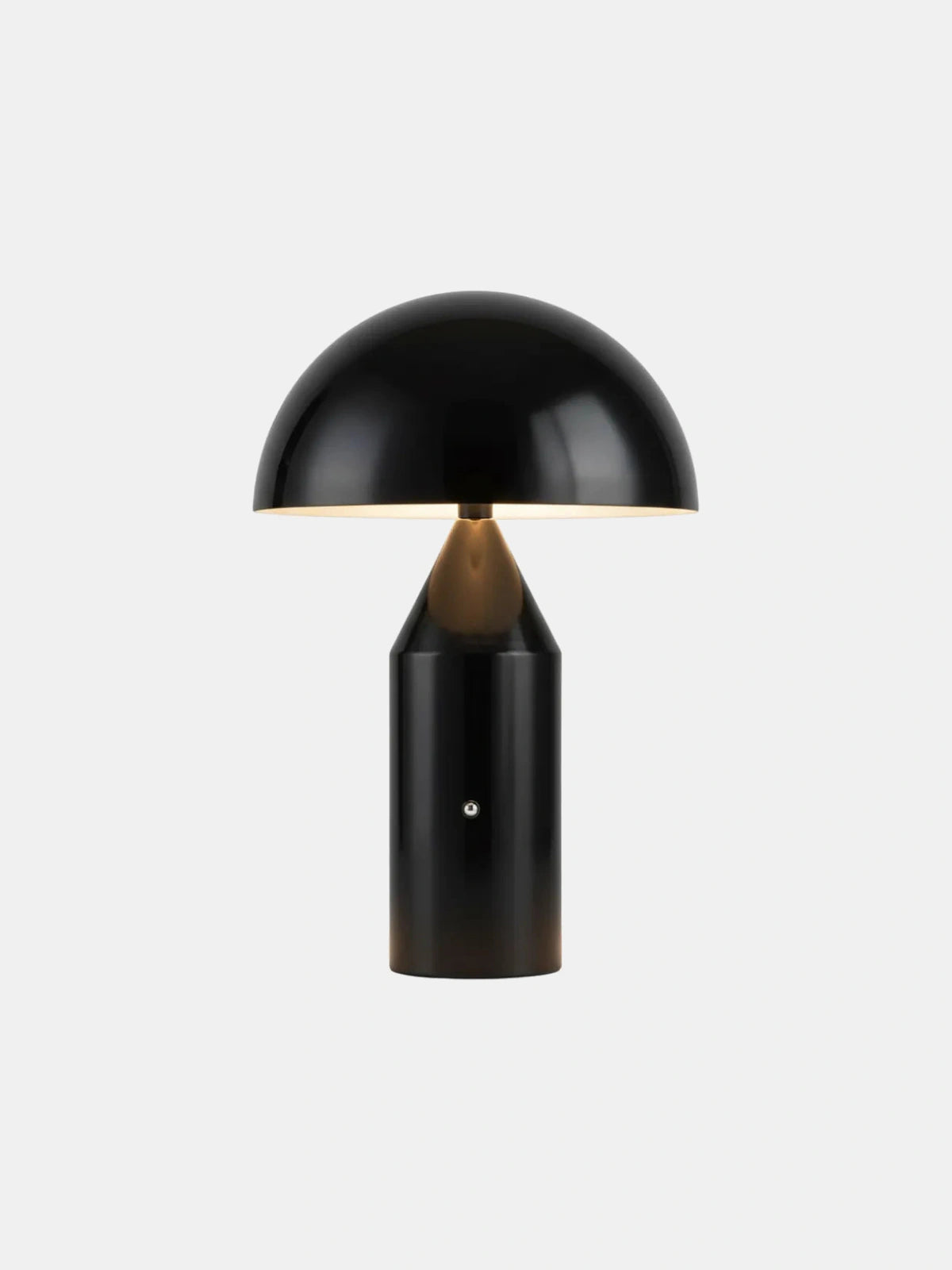 CÈPE — Lampe à poser champignon sans fil en métal, coloris noir, allumée