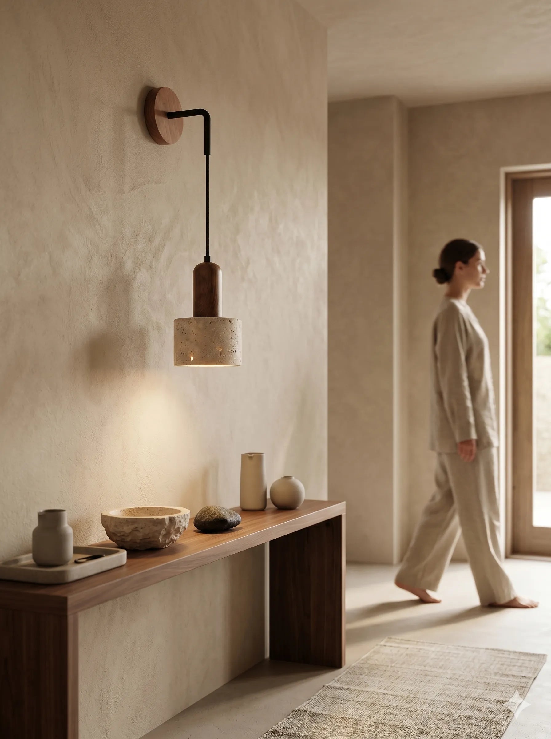 Galet, applique murale en pierre véritable — autre angle | Maison Beaurel