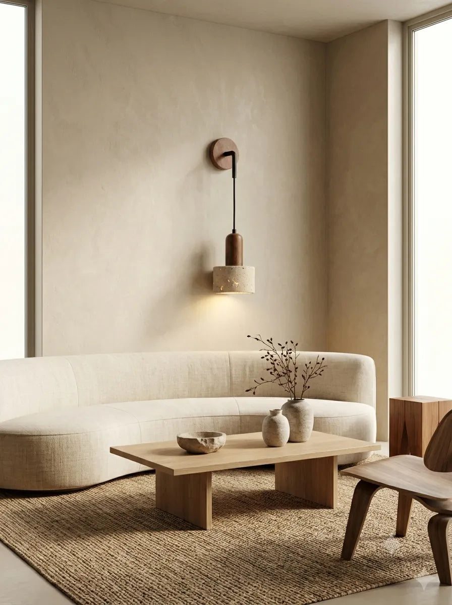Galet, applique murale en pierre véritable — vue en situation | Maison Beaurel