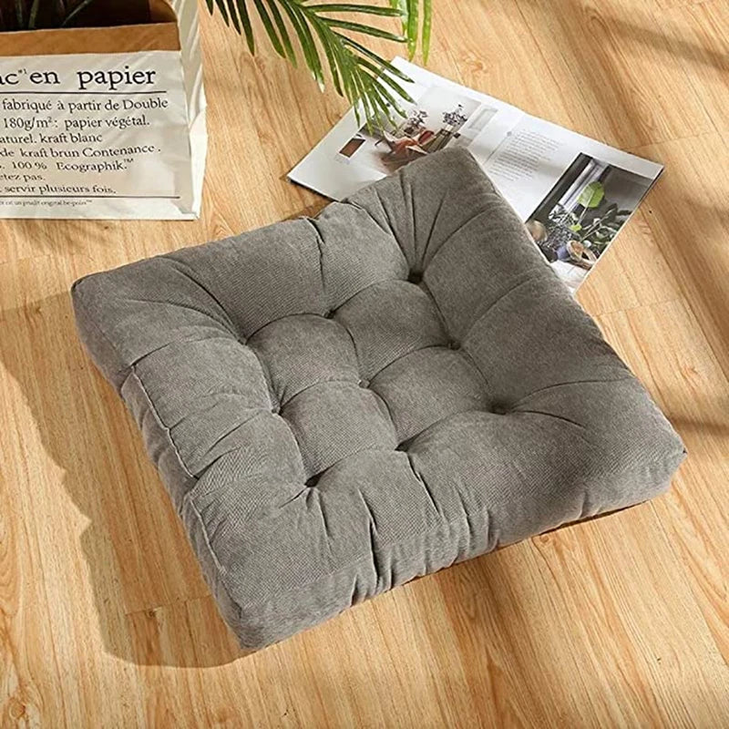 TATAMI — Coussin de sol capitonné en velours côtelé, coloris Gris clair