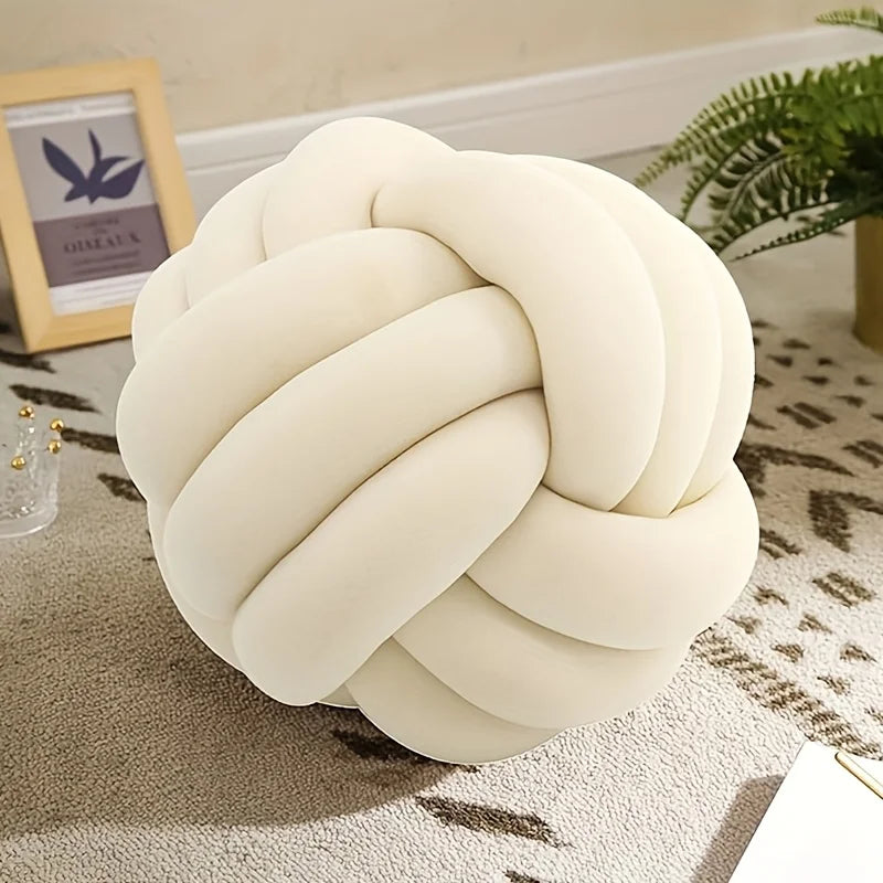 NODUS — Coussin décoratif rond noué, coloris Blanc