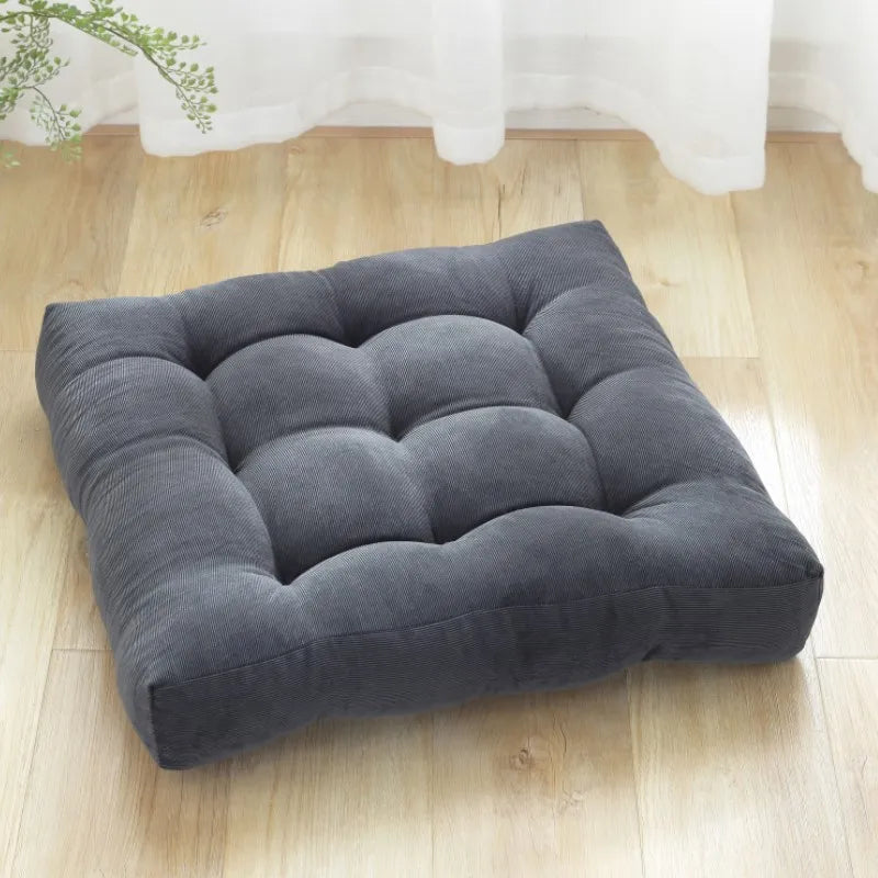 TATAMI — Coussin de sol capitonné en velours côtelé, coloris Gris foncé