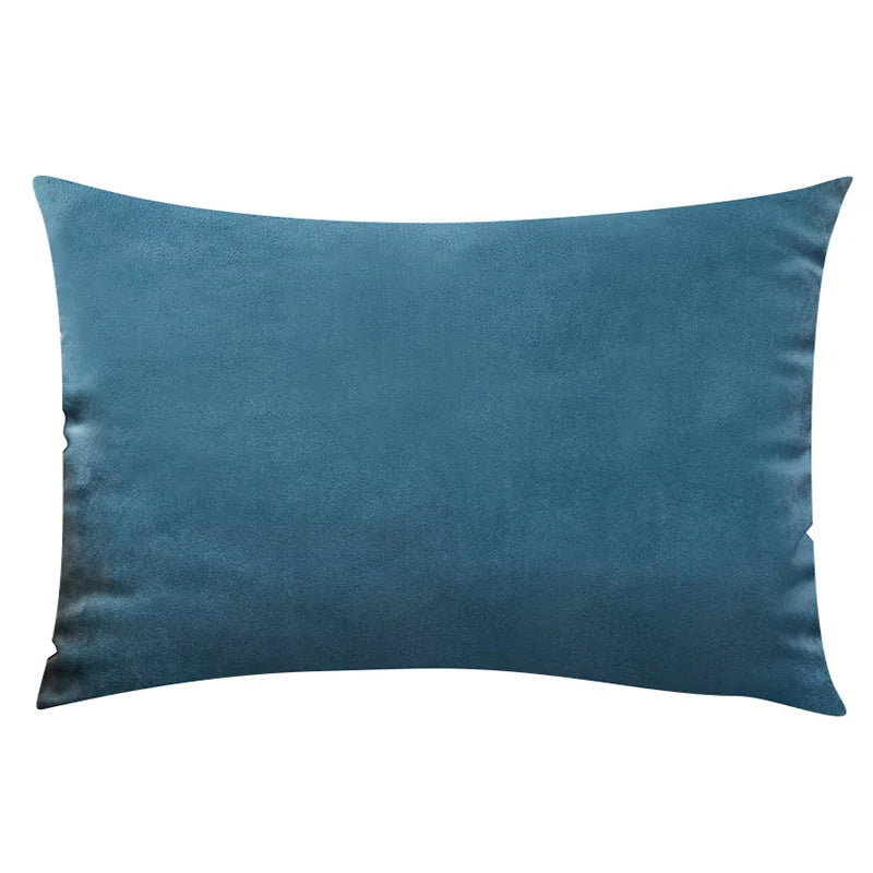 CARMIN — Housse de coussin rectangulaire en velours, coloris Bleu acier