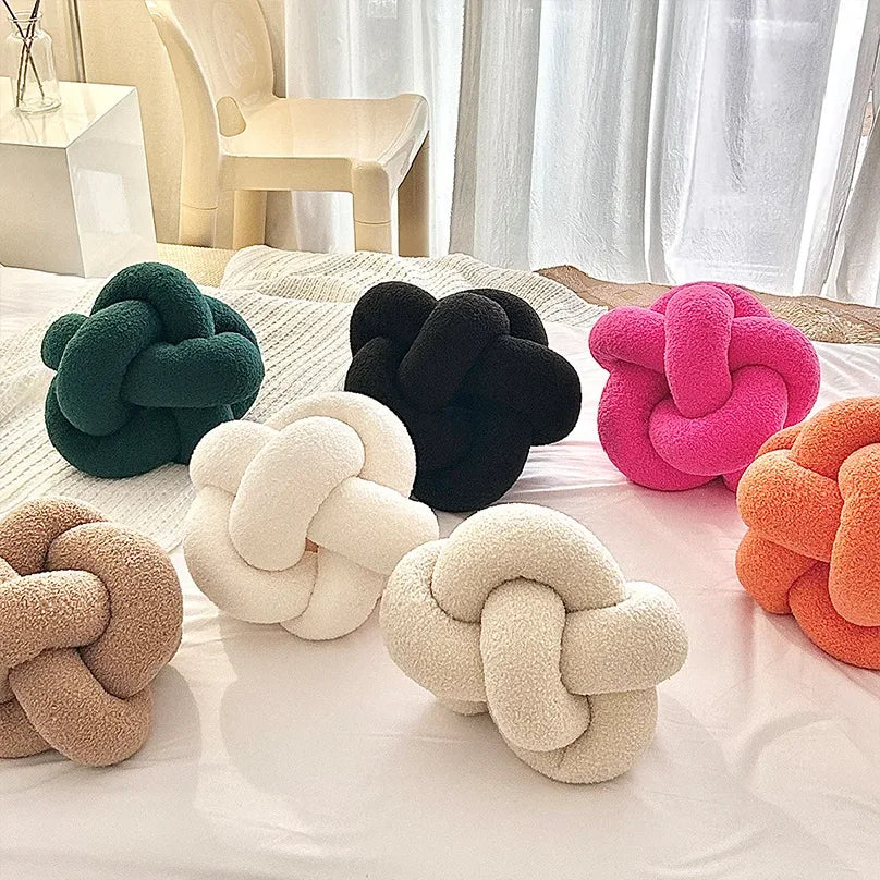 AGNEAU — Coussin boule noué effet laine d'agneau