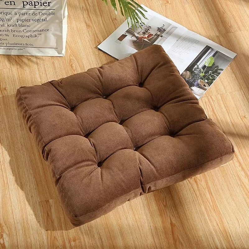TATAMI — Coussin de sol capitonné en velours côtelé, coloris Café