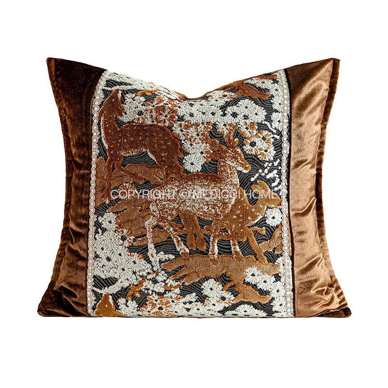 TERRA — Housse de coussin en velours terracotta, motif 9 (50x50 cm)