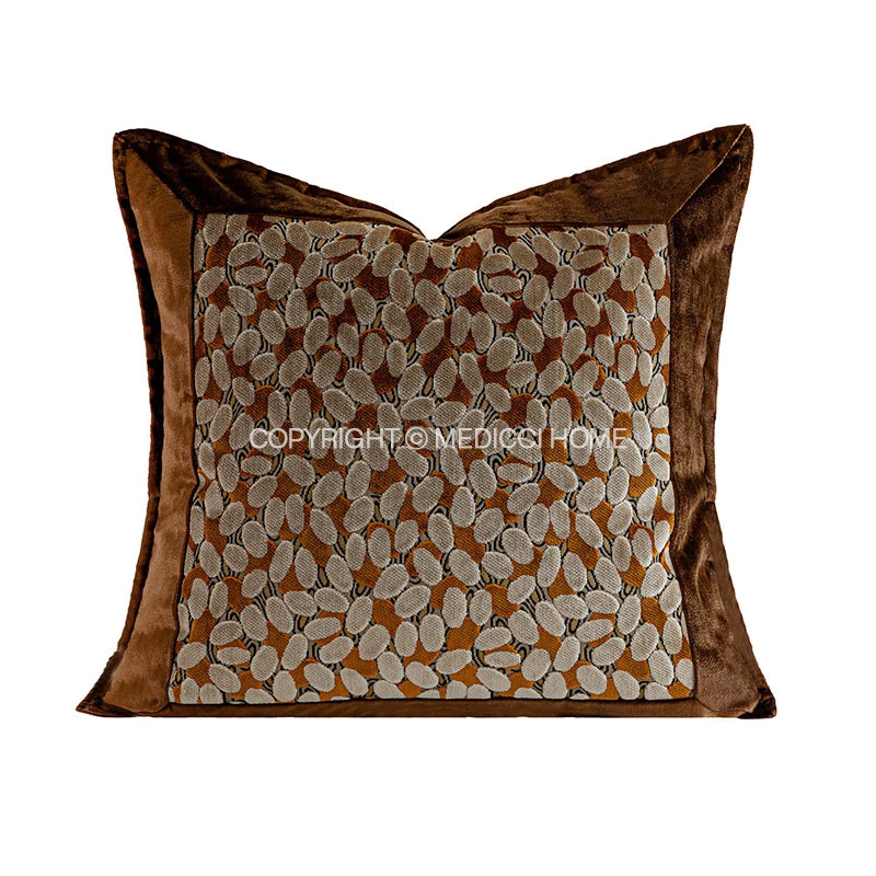 TERRA — Housse de coussin en velours terracotta, motif 7 (50x50 cm)