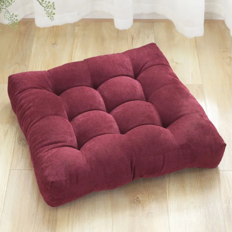 TATAMI — Coussin de sol capitonné en velours côtelé, coloris Rouge