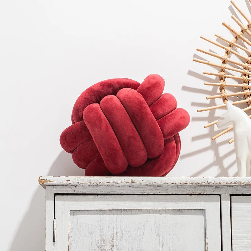 BULLE — Coussin boule noué en velours, coloris Bordeaux