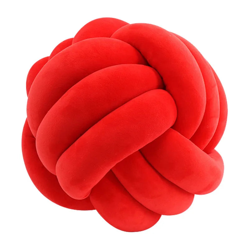 BULLE — Coussin boule noué en velours, coloris Rouge