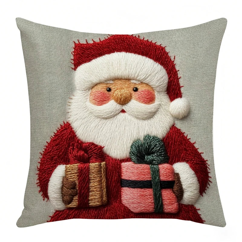 RENNE — Housse de coussin de Noël Père Noël portant des cadeaux