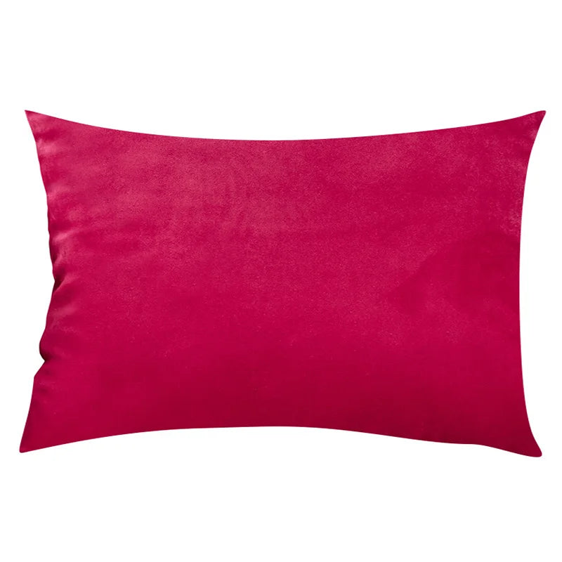 CARMIN — Housse de coussin rectangulaire en velours, coloris Framboise