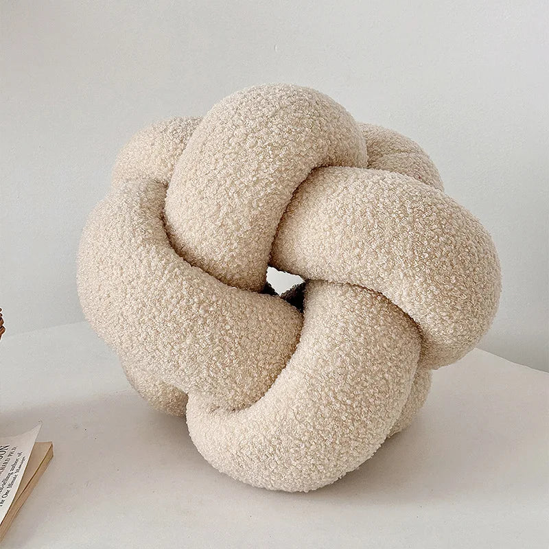 AGNEAU — Coussin boule noué effet laine d'agneau