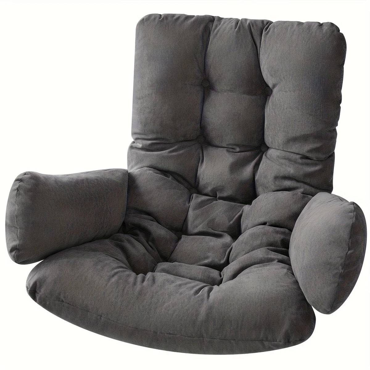 OEUF — Coussin d'assise gris foncé avec coussins latéraux sur fond blanc, coloris Gris