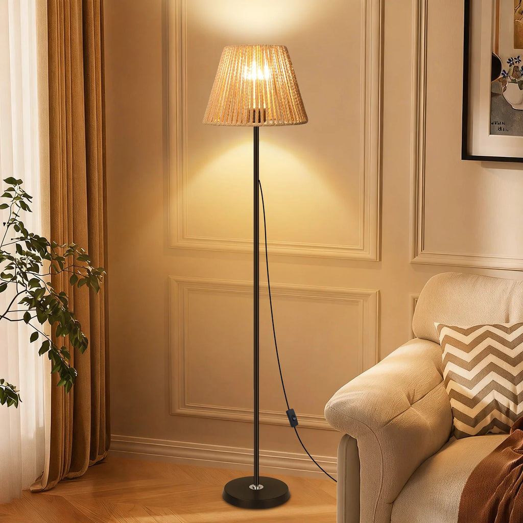 Lampadaire PALMA en rotin tressé, lumière chaude, Lumora Paris