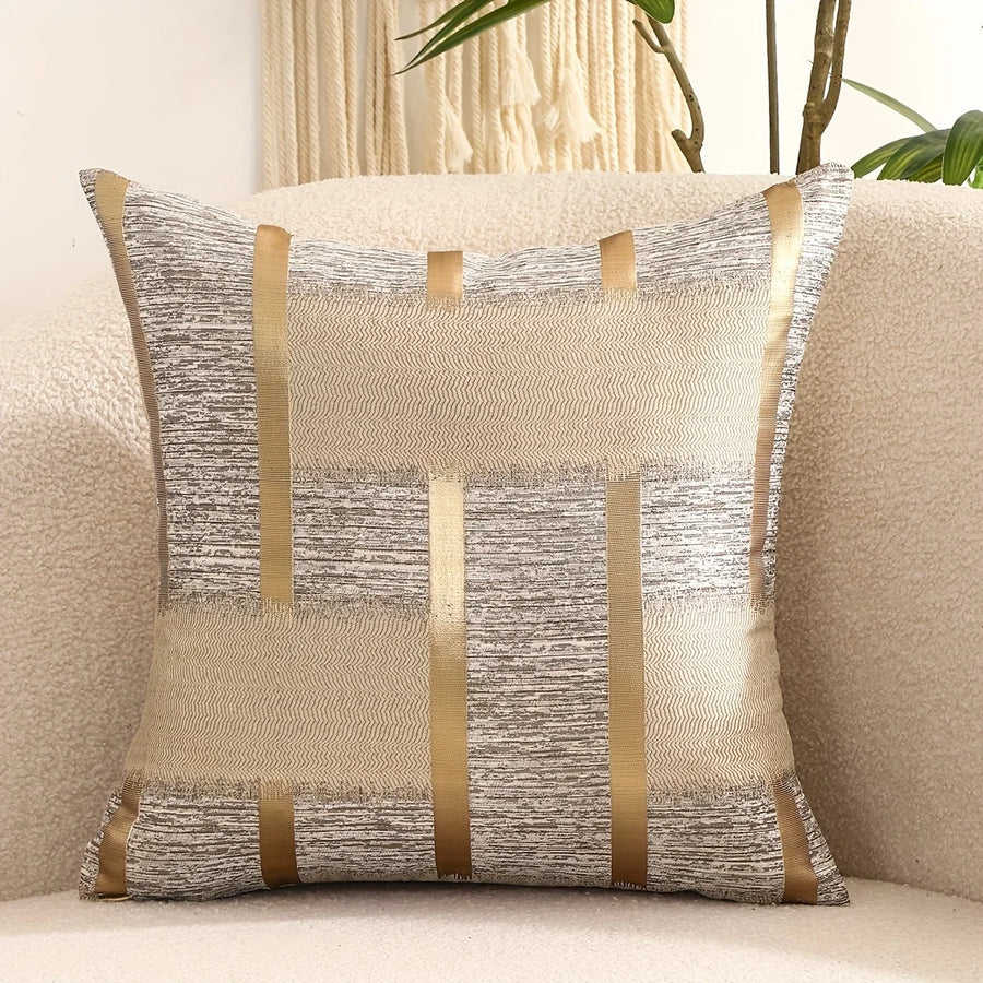 OPERA — Housse de coussin jacquard art déco, noir et or