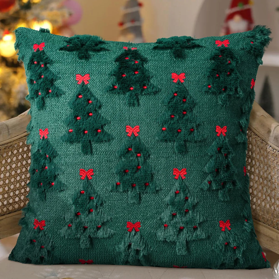 HOUX — Housse de coussin de Noël sapins en relief, 45x45 cm