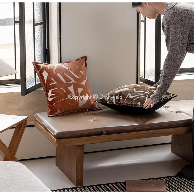 ARGILE — Housse de coussin en velours à motif géométrique terracotta, vue 5