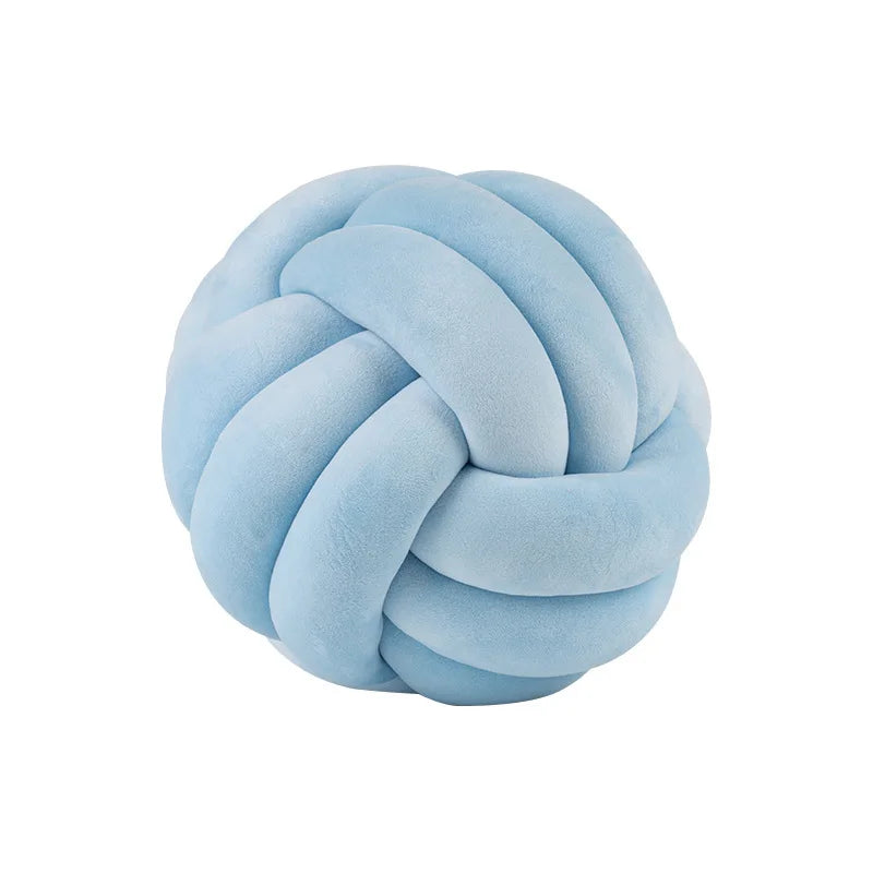 BULLE — Coussin boule noué en velours, coloris Bleu glacier