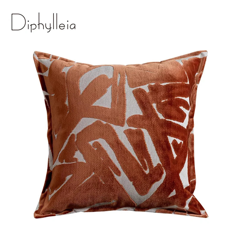 ARGILE — Housse de coussin en velours à motif géométrique terracotta, vue 1