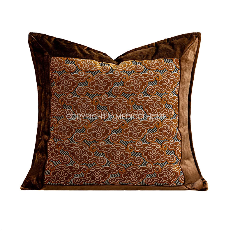 TERRA — Housse de coussin en velours terracotta, motif 8 (50x50 cm)