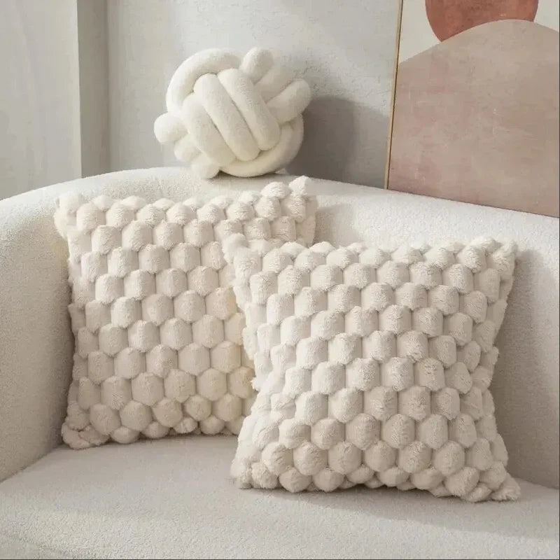 NEIGE — Housse de coussin en peluche douce à relief 3D