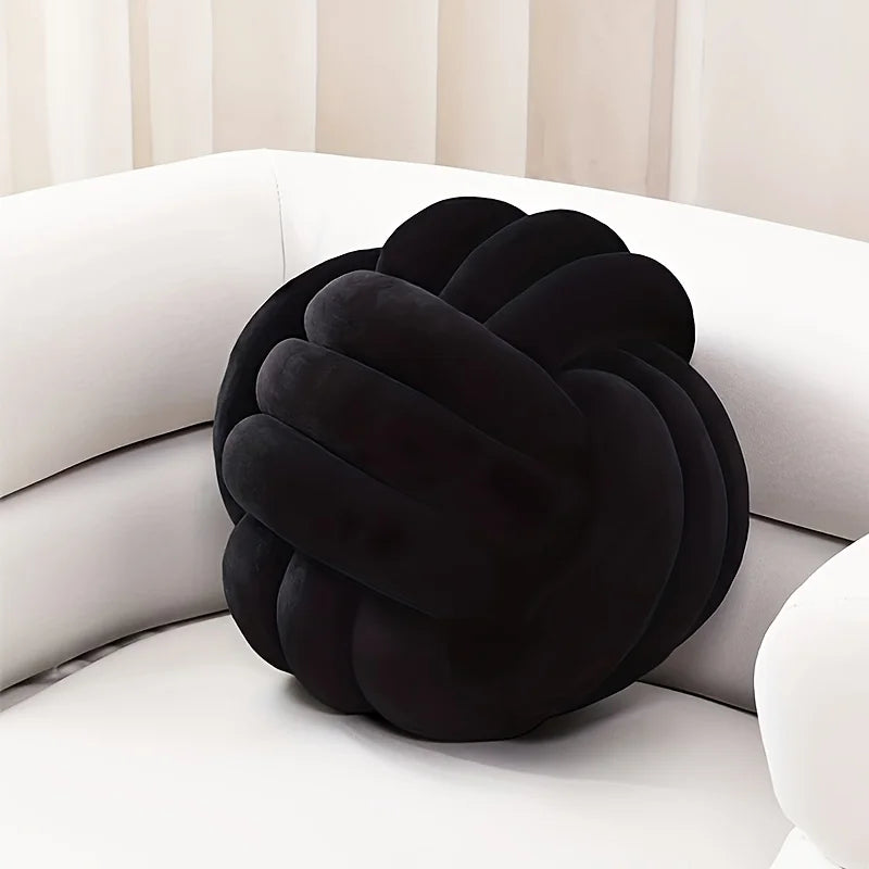 NODUS — Coussin décoratif rond noué, coloris Noir