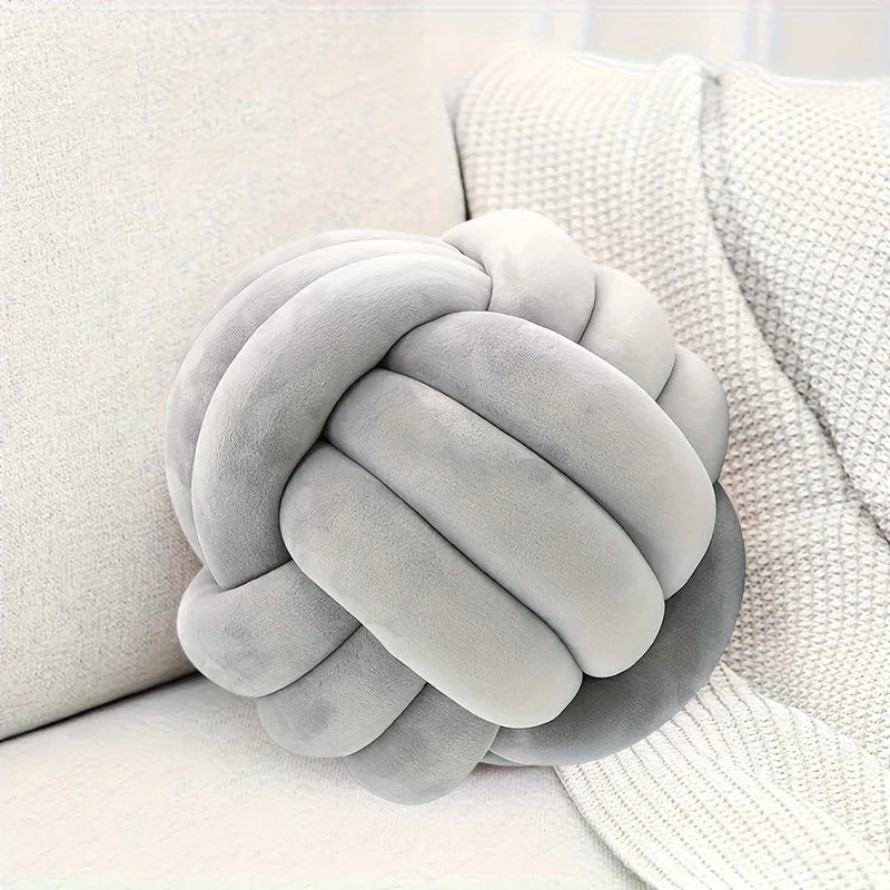 NODUS — Coussin décoratif rond noué, coloris Gris