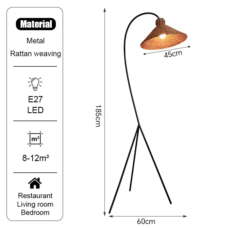 Lampadaire Roseau rotin - détail