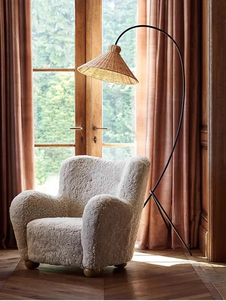 Lampadaire Roseau en rotin tressé, Lumora Paris