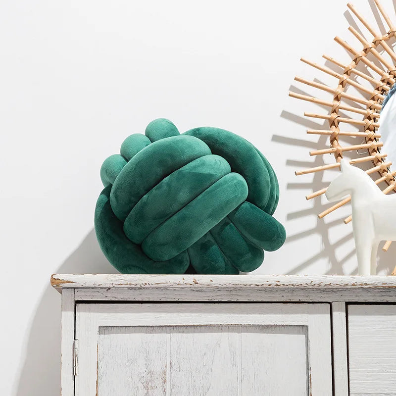 BULLE — Coussin boule noué en velours, coloris Vert foncé