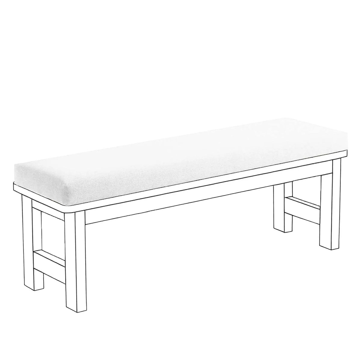 ANTIDERAPANT — Coussin de banc à fond antidérapant coloris Blanc, illustration sur un banc blanc