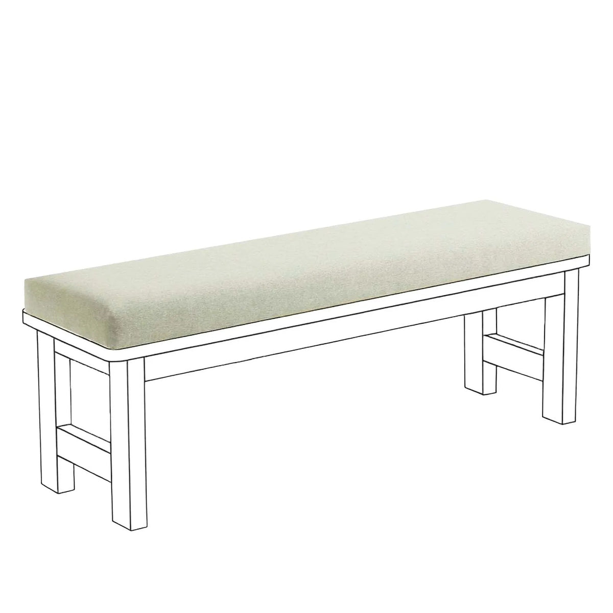 ANTIDERAPANT — Coussin de banc à fond antidérapant coloris Crème, illustration sur un banc blanc