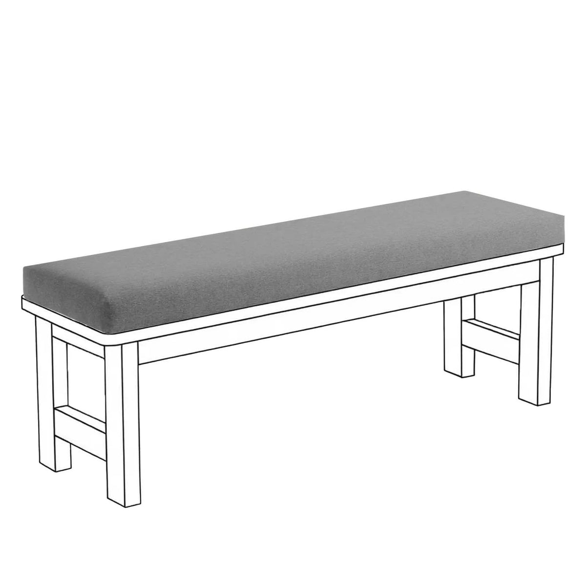 ANTIDERAPANT — Coussin de banc à fond antidérapant coloris Gris, illustration sur un banc blanc