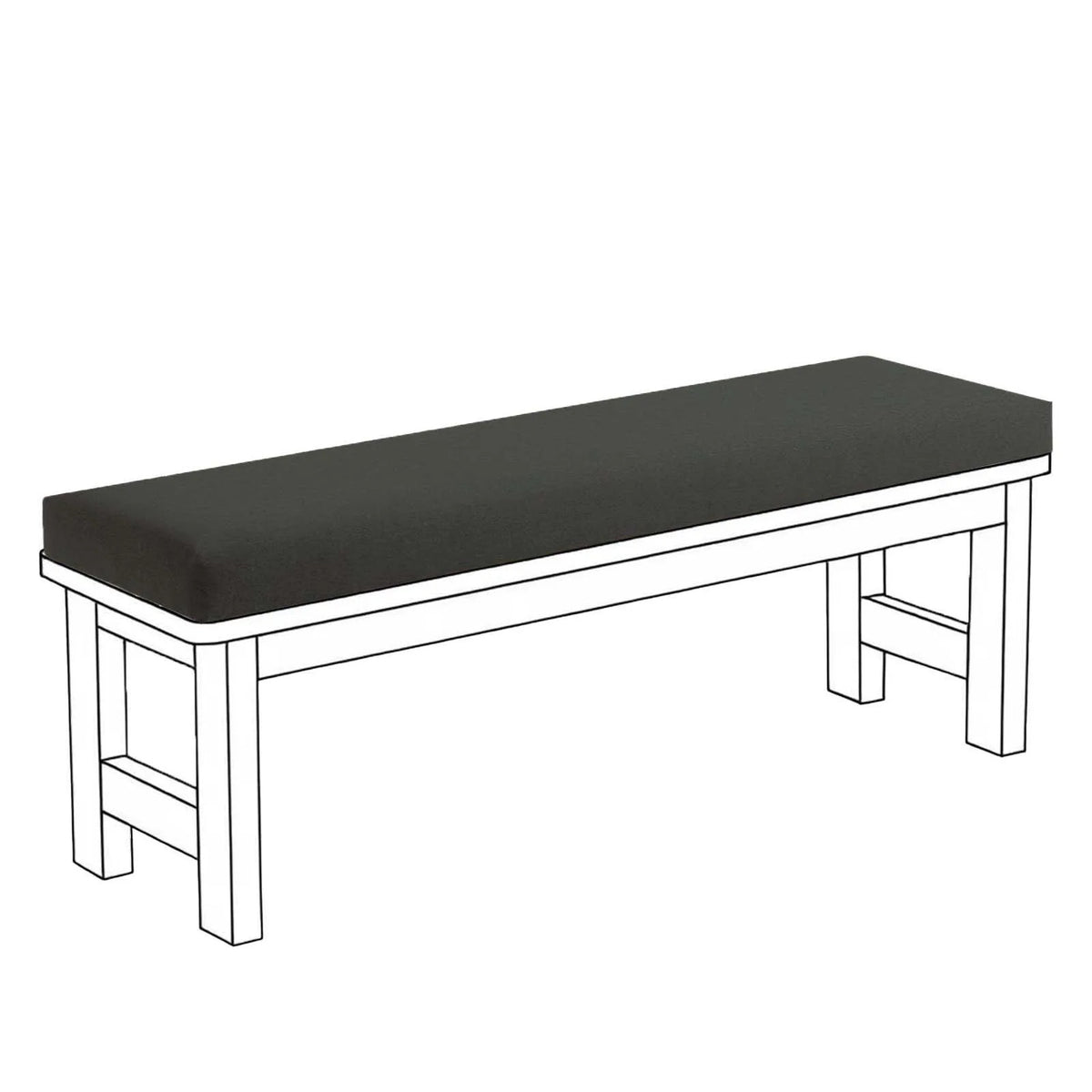ANTIDERAPANT — Coussin de banc à fond antidérapant coloris Noir, illustration sur un banc blanc