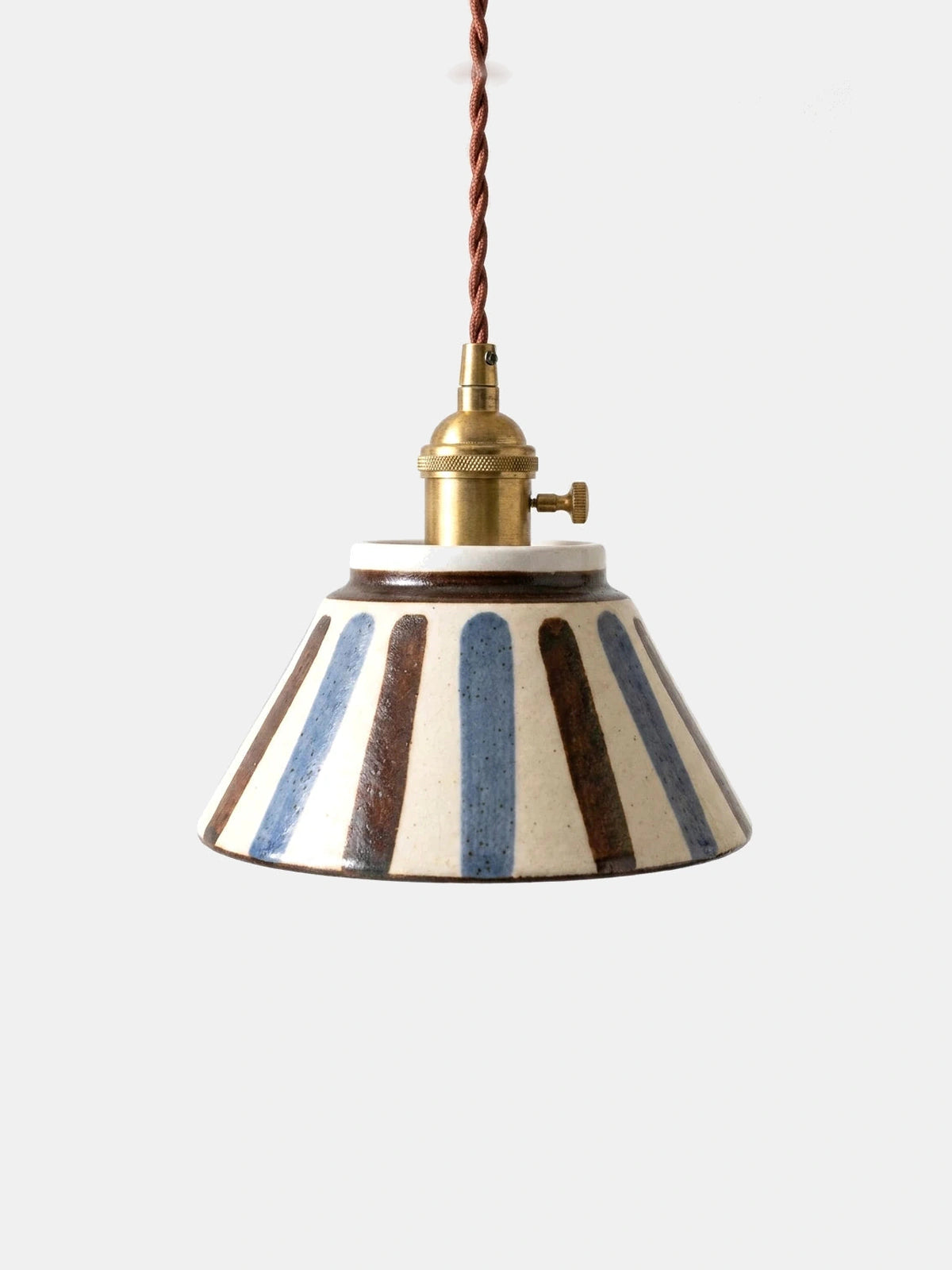 Canton, suspension en céramique, motif rayé bleu et blanc | Maison Beaurel