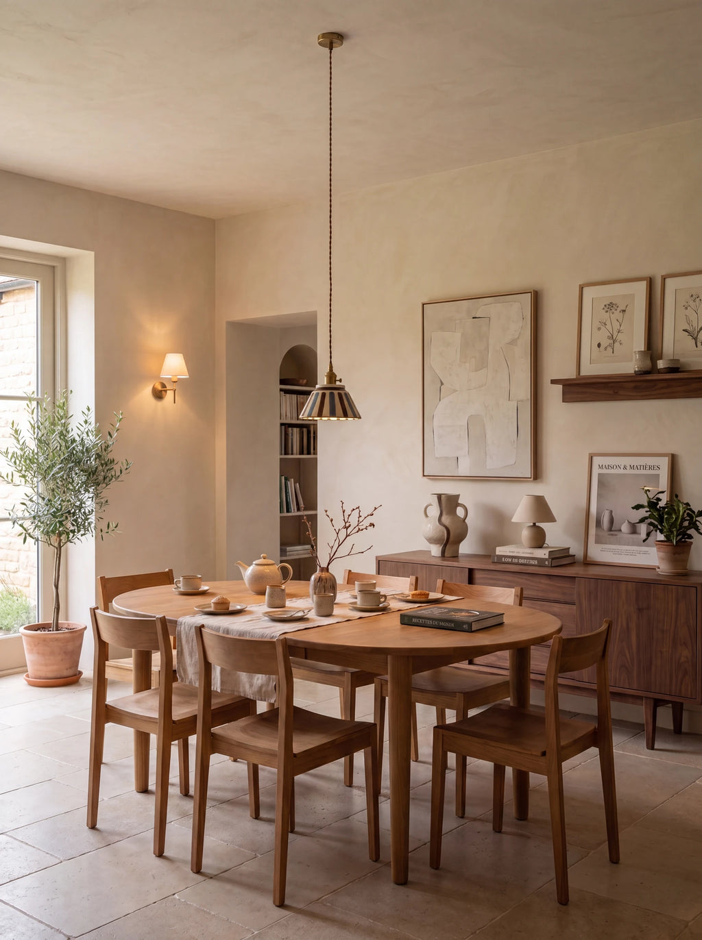 Canton, suspension en céramique au-dessus d'une table de salle à manger | Maison Beaurel