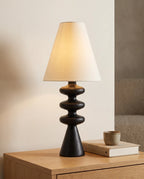 Noyer, lampe à poser en bois tourné — vue complémentaire | Maison Beaurel